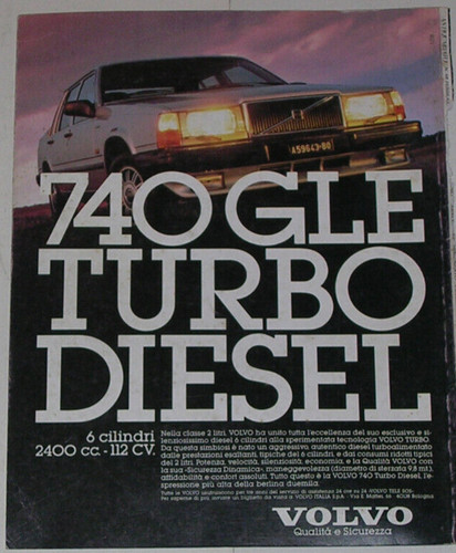 Advert pubblicità 1986 volvo - pubblicità,